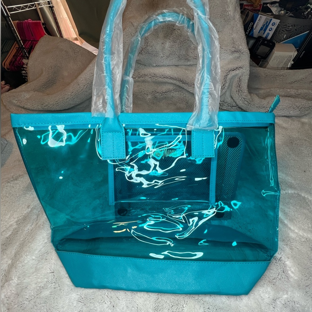 SOLD Neiman Marcus Blue Clear Tote